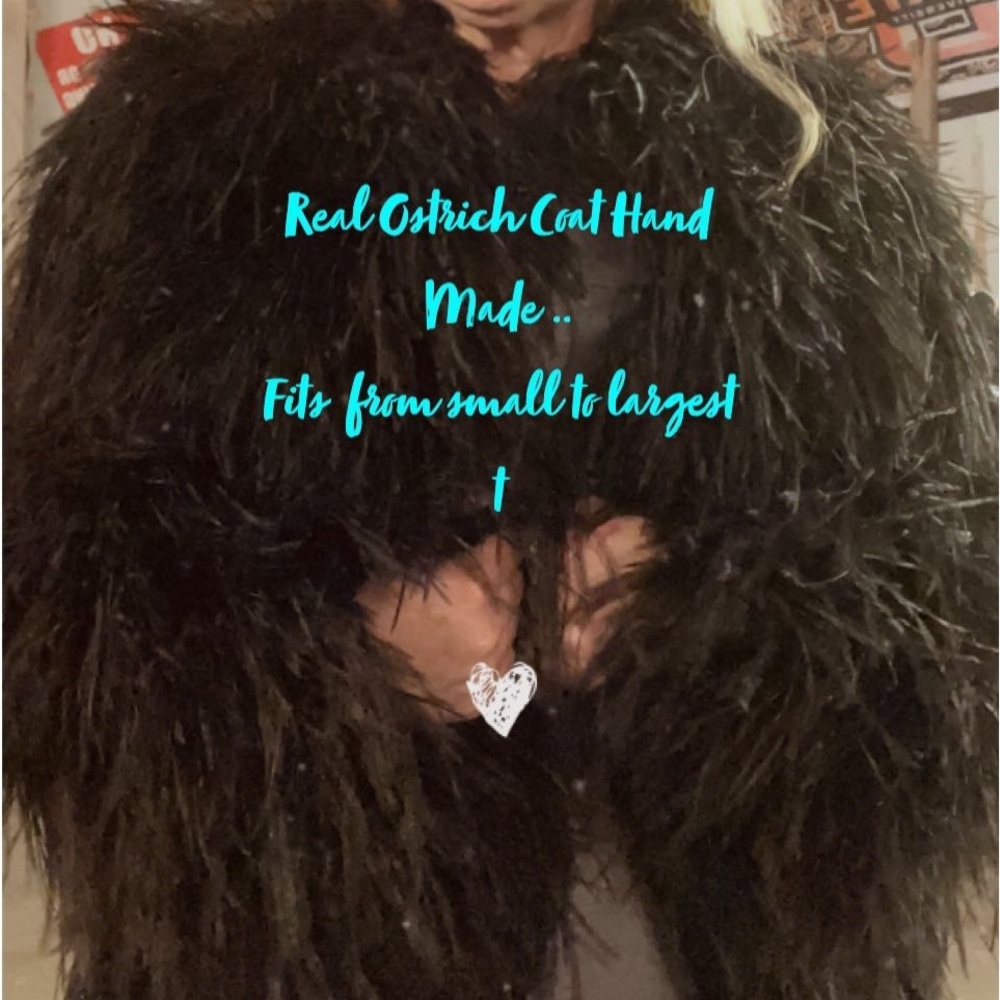 Handmade ostrich coat, yes there is a story behind it! Fits sm-ml